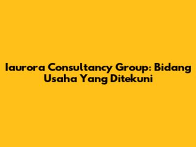 Iaurora Consultancy Group: Bidang Usaha Yang Ditekuni