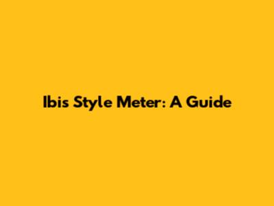 Ibis Style Meter: A Guide