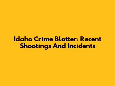 Idaho Crime Blotter: Recent Shootings And Incidents