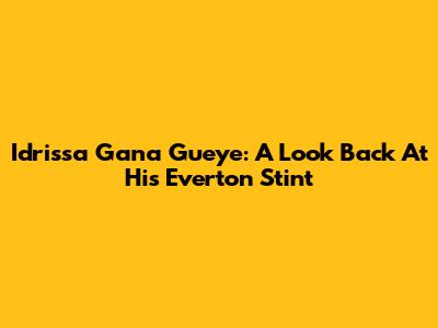 Idrissa Gana Gueye: A Look Back At His Everton Stint