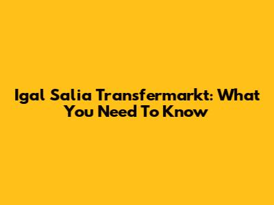 Igal Salia Transfermarkt: What You Need To Know