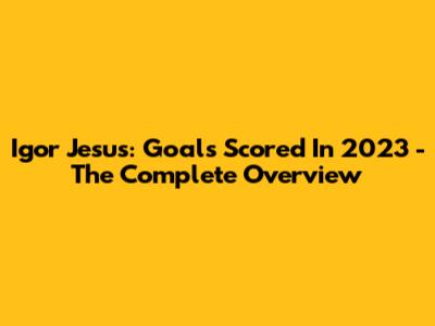 Igor Jesus: Goals Scored In 2023 - The Complete Overview