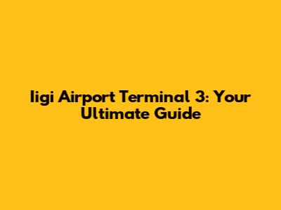 Iigi Airport Terminal 3: Your Ultimate Guide