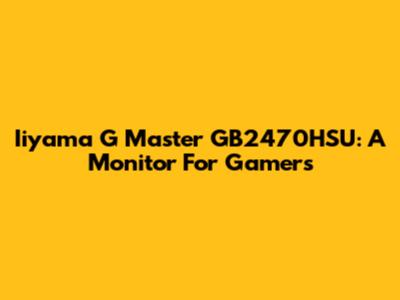 Iiyama G Master GB2470HSU: A Monitor For Gamers