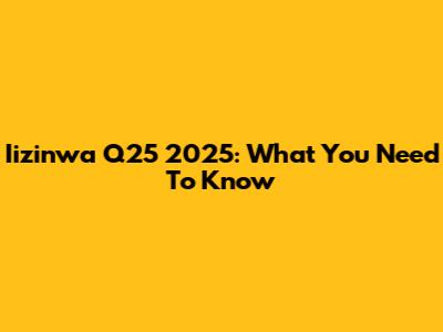 Iizinwa Q25 2025: What You Need To Know