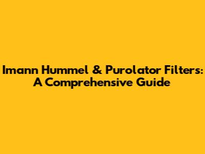 Imann Hummel & Purolator Filters: A Comprehensive Guide