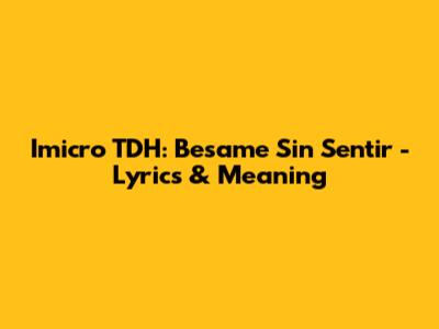 Imicro TDH: Besame Sin Sentir - Lyrics & Meaning