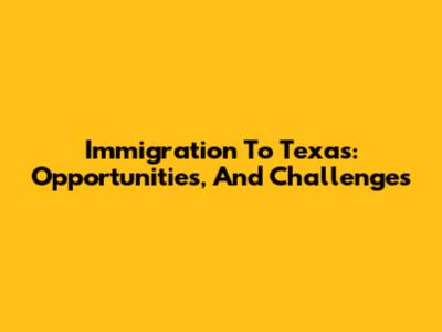 Immigration To Texas: Opportunities, And Challenges