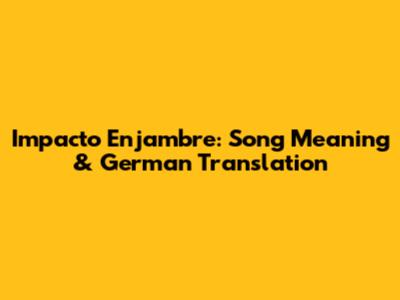 Impacto Enjambre: Song Meaning & German Translation