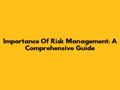 Importance Of Risk Management: A Comprehensive Guide