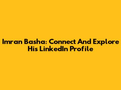 Imran Basha: Connect And Explore His LinkedIn Profile