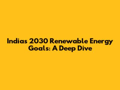 India's 2030 Renewable Energy Goals: A Deep Dive