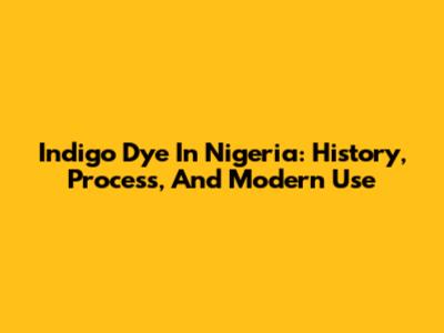 Indigo Dye In Nigeria: History, Process, And Modern Use