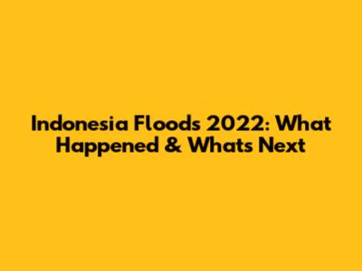 Indonesia Floods 2022: What Happened & What's Next