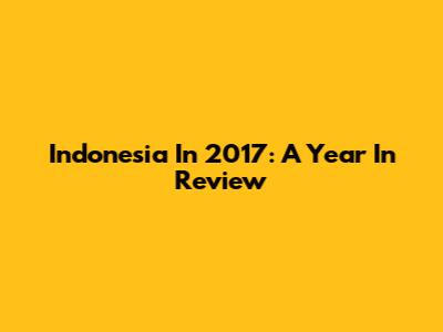 Indonesia In 2017: A Year In Review