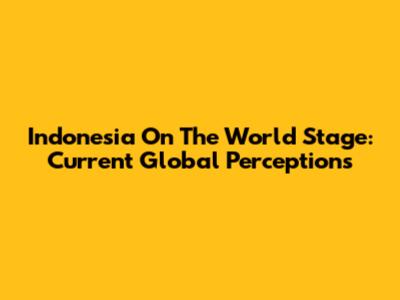Indonesia On The World Stage: Current Global Perceptions