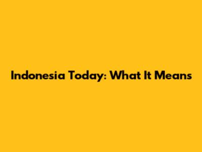Indonesia Today: What It Means