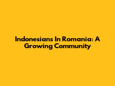 Indonesians In Romania: A Growing Community