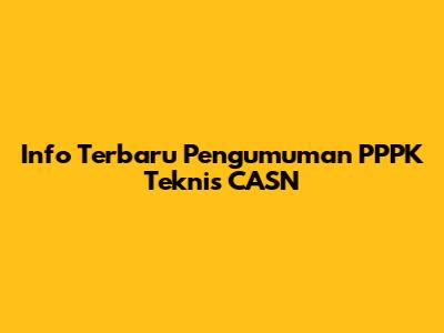 Info Terbaru Pengumuman PPPK Teknis CASN