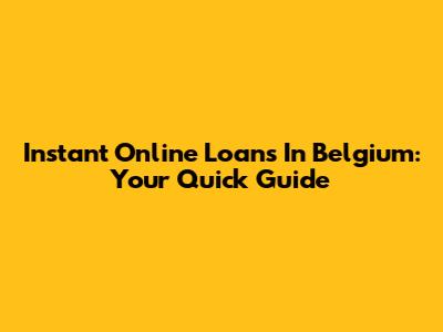 Instant Online Loans In Belgium: Your Quick Guide