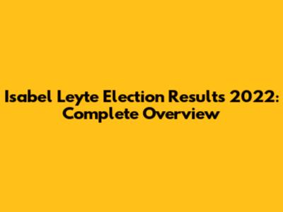 Isabel Leyte Election Results 2022: Complete Overview