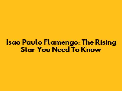 Isao Paulo Flamengo: The Rising Star You Need To Know