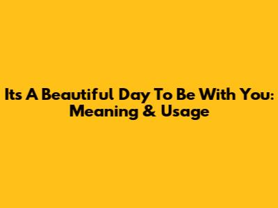 It's A Beautiful Day To Be With You: Meaning & Usage
