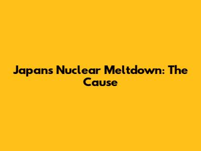 Japan's Nuclear Meltdown: The Cause