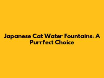 Japanese Cat Water Fountains: A Purrfect Choice