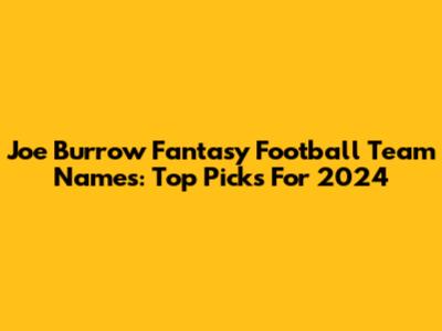 Joe Burrow Fantasy Football Team Names: Top Picks For 2024
