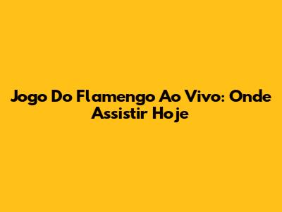 Jogo Do Flamengo Ao Vivo: Onde Assistir Hoje