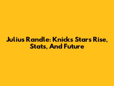 Julius Randle: Knicks Star's Rise, Stats, And Future