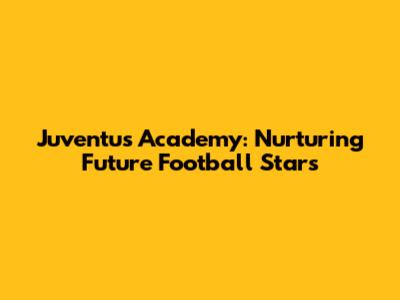 Juventus Academy: Nurturing Future Football Stars