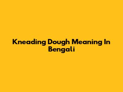 Kneading Dough Meaning In Bengali