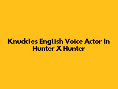Knuckle's English Voice Actor In Hunter X Hunter