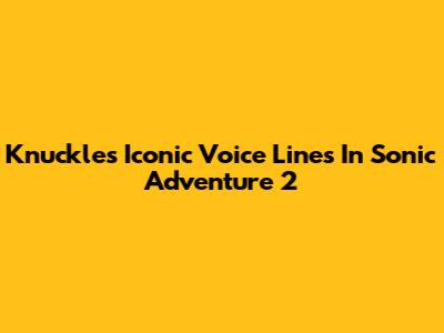 Knuckles' Iconic Voice Lines In Sonic Adventure 2