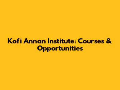 Kofi Annan Institute: Courses & Opportunities