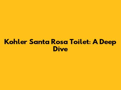 Kohler Santa Rosa Toilet: A Deep Dive