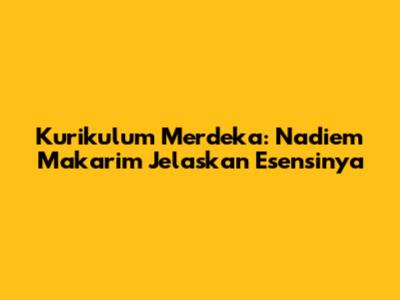 Kurikulum Merdeka: Nadiem Makarim Jelaskan Esensinya