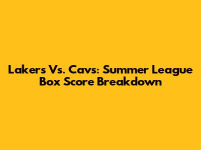 Lakers Vs. Cavs: Summer League Box Score Breakdown