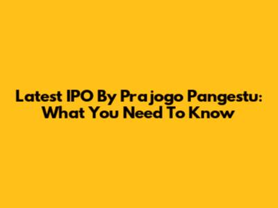Latest IPO By Prajogo Pangestu: What You Need To Know
