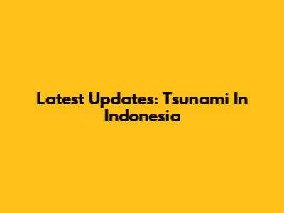 Latest Updates: Tsunami In Indonesia