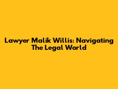 Lawyer Malik Willis: Navigating The Legal World