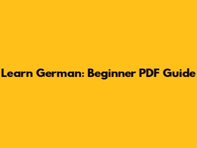 Learn German: Beginner PDF Guide