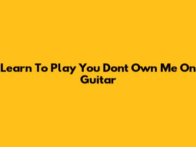 Learn To Play 'You Don't Own Me' On Guitar