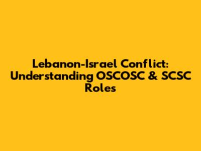 Lebanon-Israel Conflict: Understanding OSCOSC & SCSC Roles