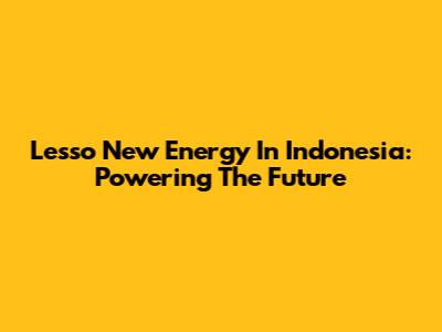 Lesso New Energy In Indonesia: Powering The Future