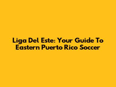 Liga Del Este: Your Guide To Eastern Puerto Rico Soccer