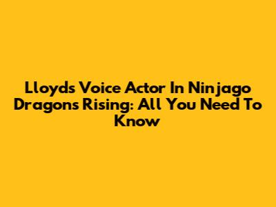 Lloyd's Voice Actor In Ninjago Dragons Rising: All You Need To Know