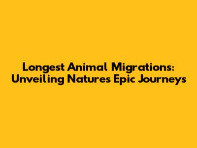 Longest Animal Migrations: Unveiling Nature's Epic Journeys